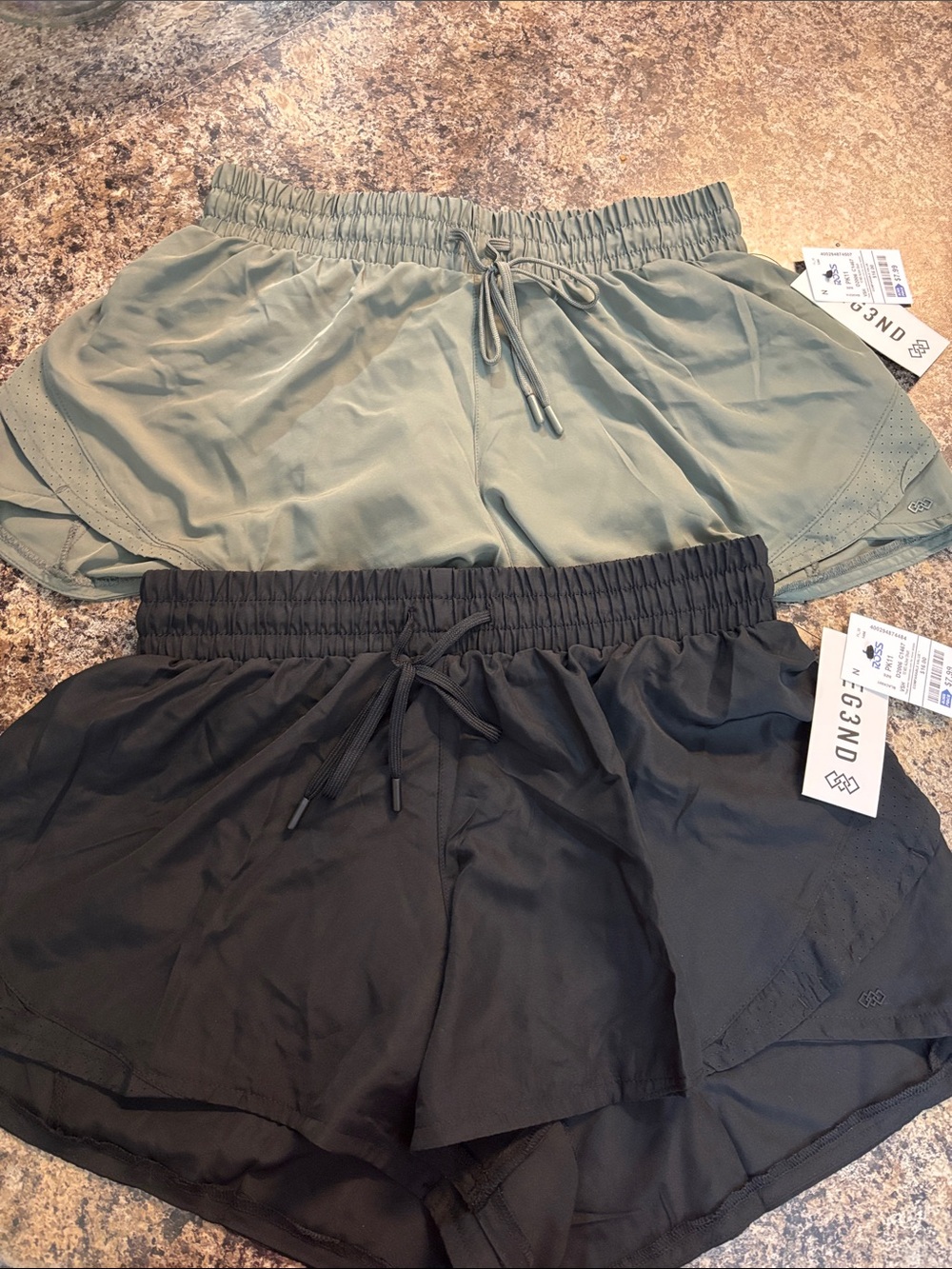 Women’s Athletic Drawstring Shorts in Olive and Black